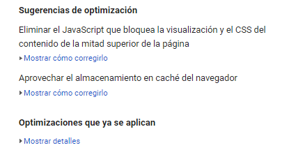 sugerencias de optimización